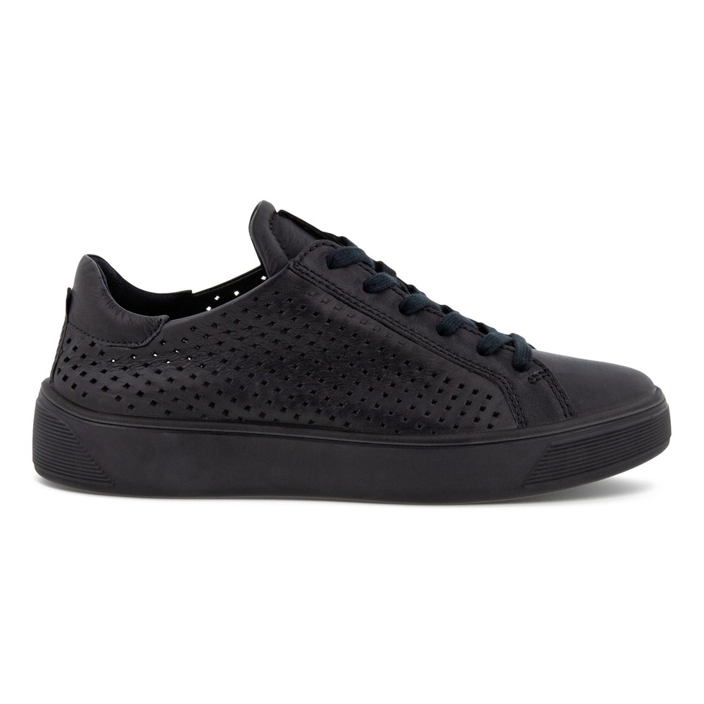 Womens Sneakers - ECCO Street Tray Laced - Black - 2609UJRAQ